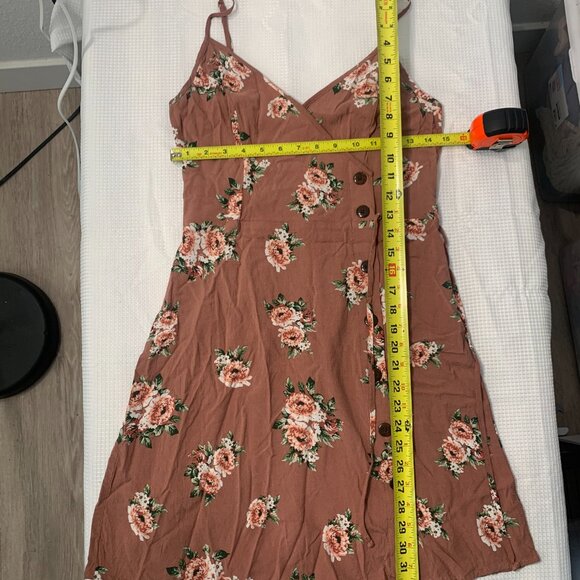 (C-198)Xhilaration Floral Wrap Dress Women’s Medium Pink Button Front Sundress - Picture 9 of 9